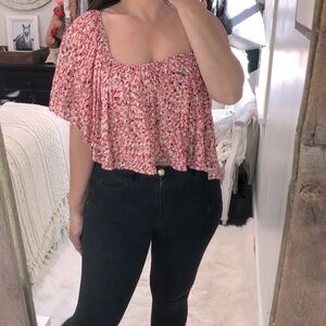 Chelsea Sky large floral crop top